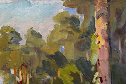 Oil painting House in the woods