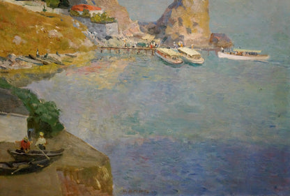 City by the Sea, a captivating oil painting by N. A. Shelyuto