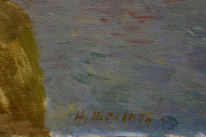 N. A. Shelyuto presents his oil painting, City by the Sea
