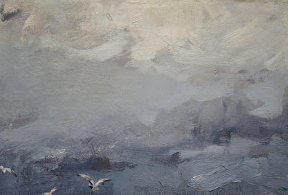 Oil painting Seascape with flying seagulls Fedor Zakharov