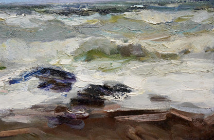 Oil painting Seascape with flying seagulls Fedor Zakharov