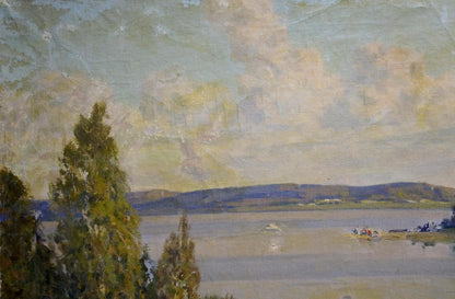 Oil painting By the evening Zemskov Lev Nikolaevich