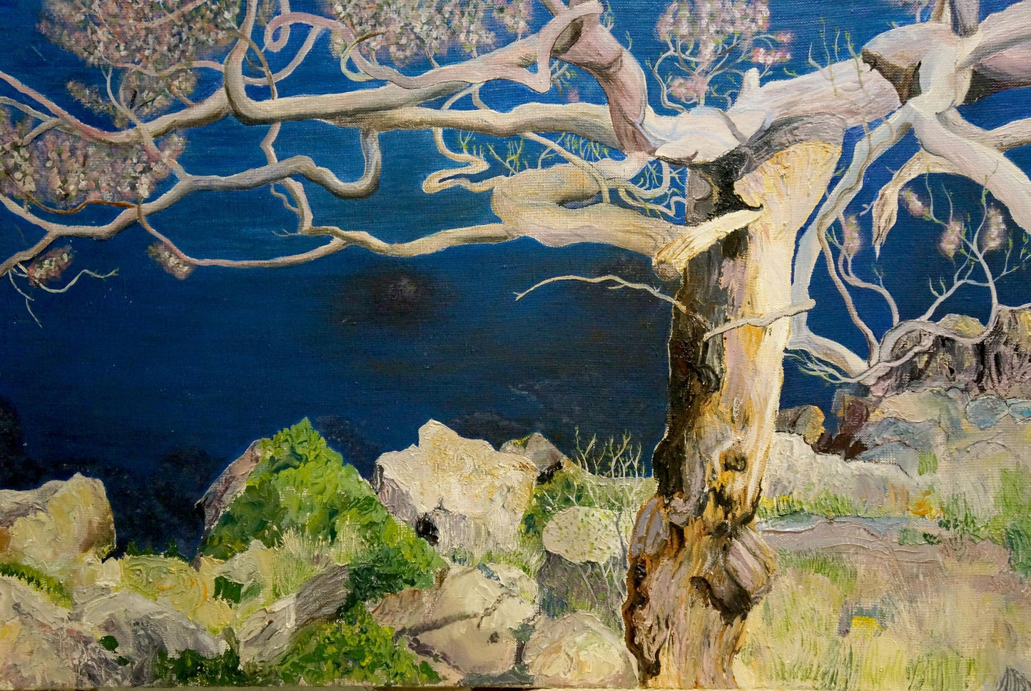 Oil painting Blooming tree