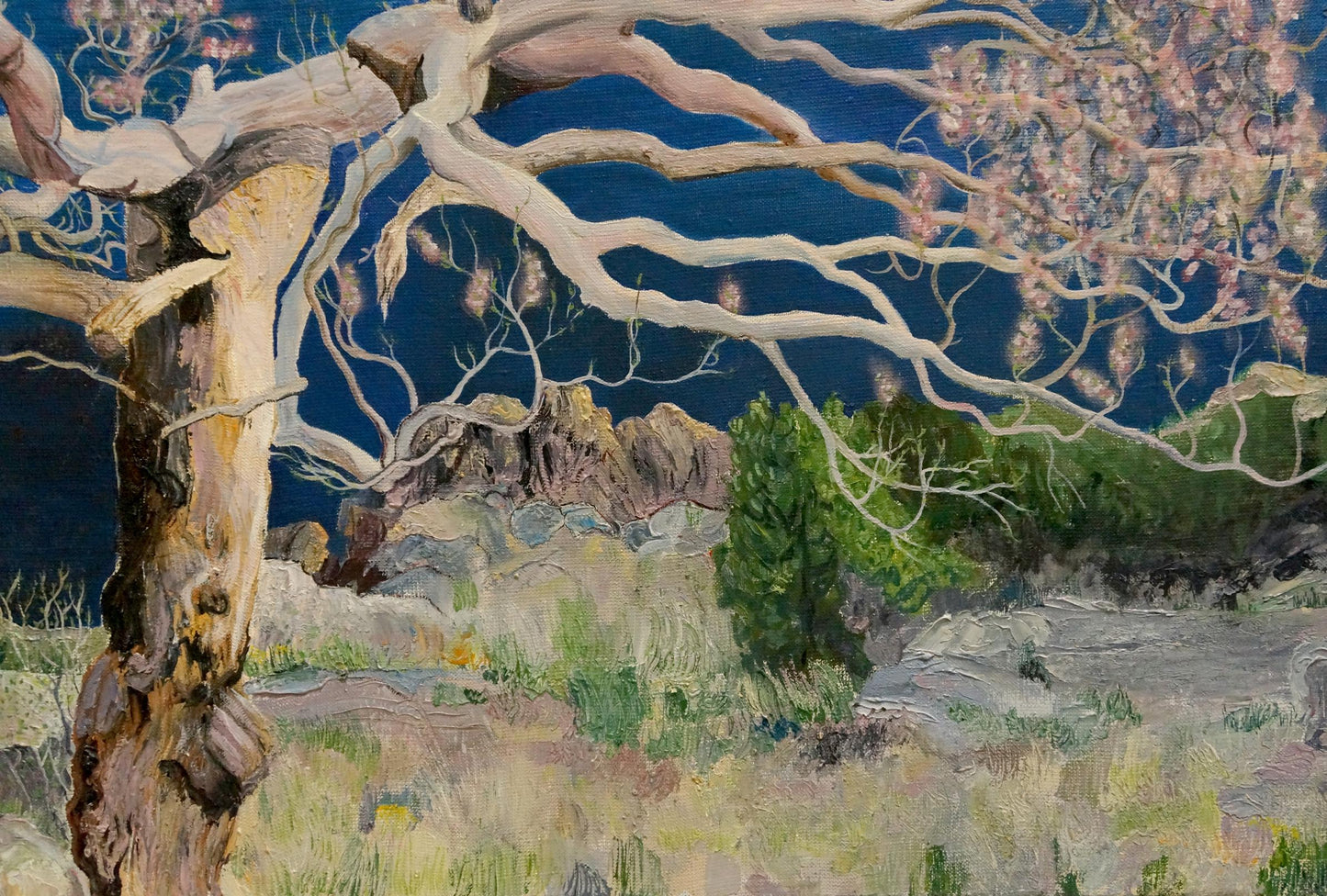 Oil painting Blooming tree