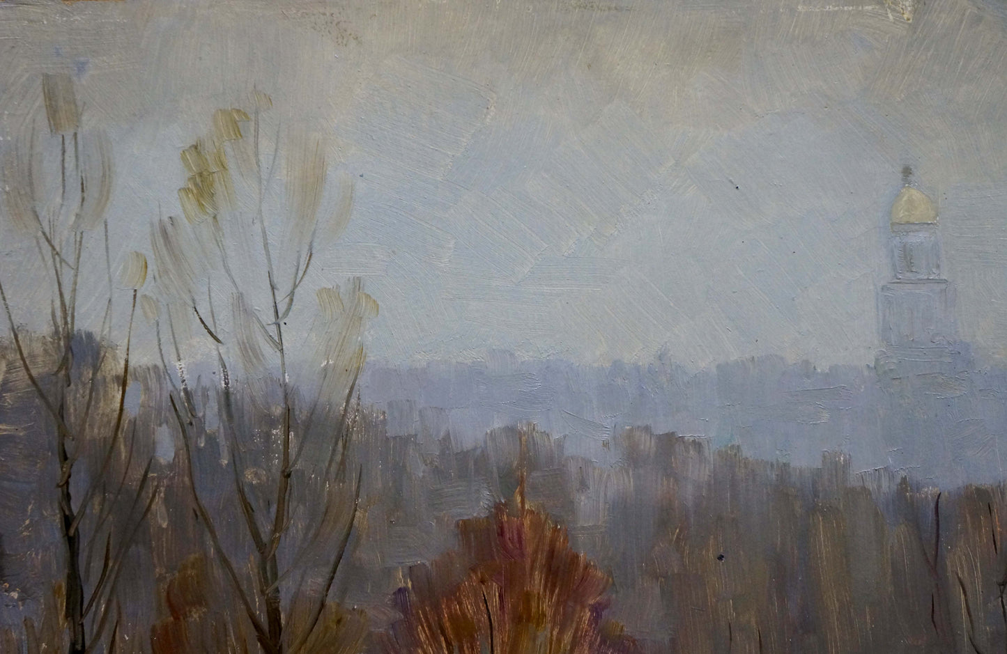 Oil painting Autumn church bells Unknown artist