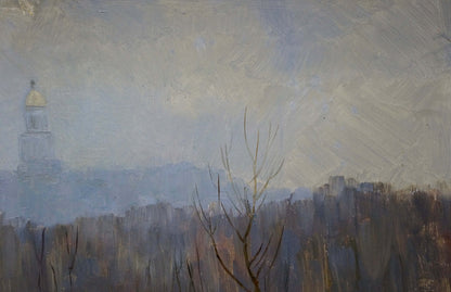 Oil painting Autumn church bells Unknown artist