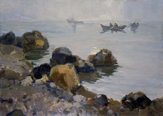 Oil painting People fishing