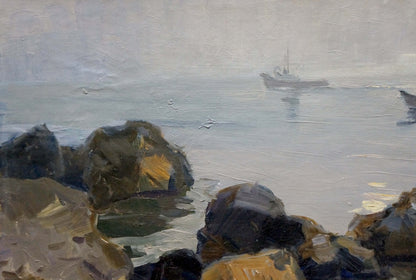 Oil painting People fishing