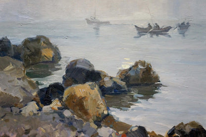 Oil painting People fishing