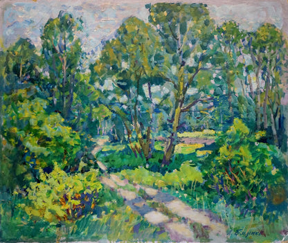 Oil painting Road in the forest Fashchenko Leonid Grigorievich