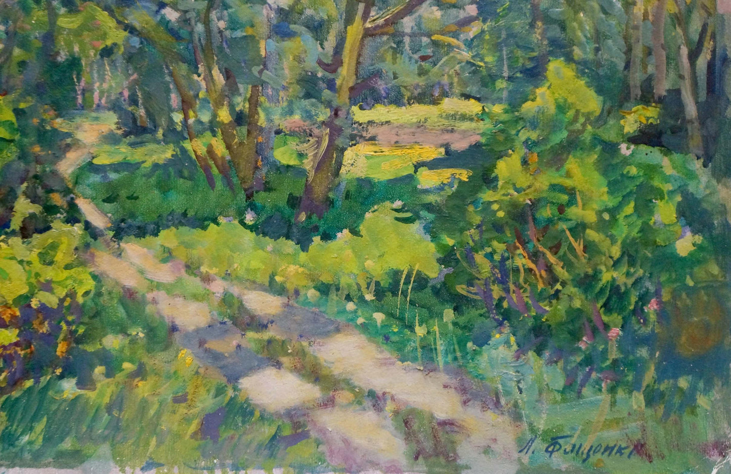 Oil painting Road in the forest Fashchenko Leonid Grigorievich