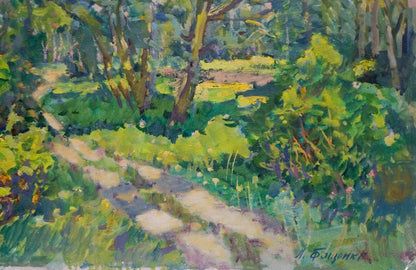 Oil painting Road in the forest Fashchenko Leonid Grigorievich