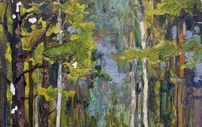 Oil painting Depths of a forest