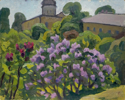 Oil painting Trees in the garden Yuri Ivanovich Khimich