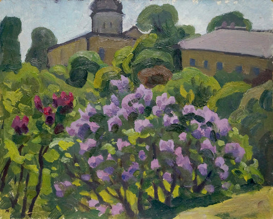 Oil painting Trees in the garden Yuri Ivanovich Khimich