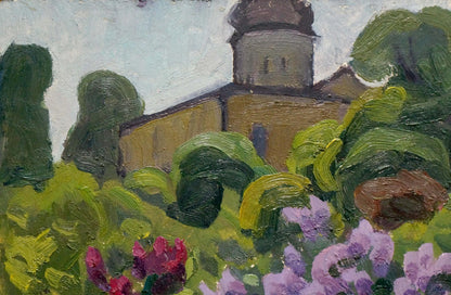 Oil painting Trees in the garden Yuri Ivanovich Khimich