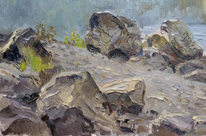 Oil painting Landscape with rocky coast Unknown artist