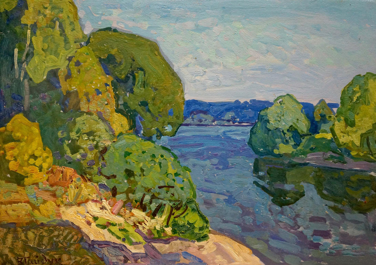 Oil painting Landscape with a winding river Viktor Gaiduk