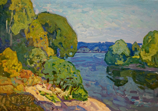 Oil painting Landscape with a winding river Viktor Gaiduk