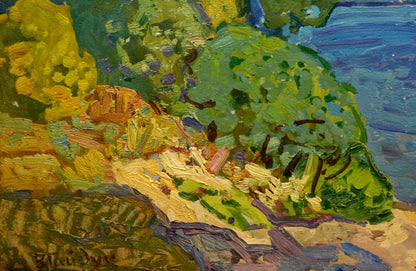 Oil painting Landscape with a winding river Viktor Gaiduk