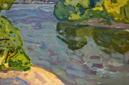 Oil painting Landscape with a winding river Viktor Gaiduk