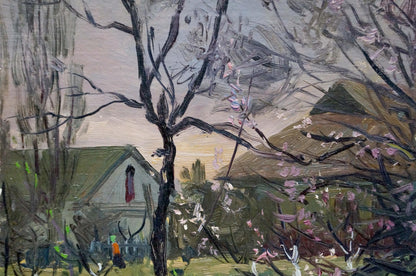 Oil painting Evening in the village Solodovnikov Aleksey Pavlovich