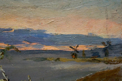 Oil painting Evening landscape Unknown artist