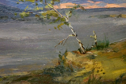 Oil painting Evening landscape Unknown artist