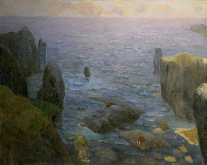 Oil painting Lonely at sea