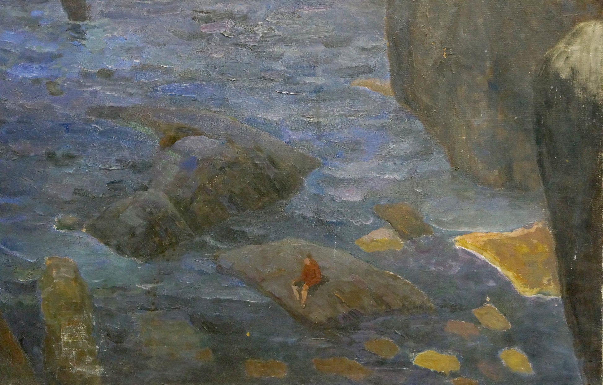 The solitude of the ocean portrayed in oil
