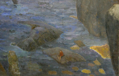 The solitude of the ocean portrayed in oil