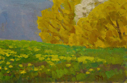 Unknown artist's portrayal of a landscape with a river flood in oil