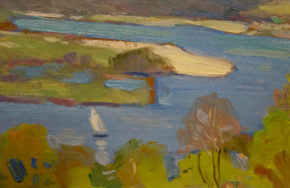 Oil painting River spill in a field Nikolay Buryachok