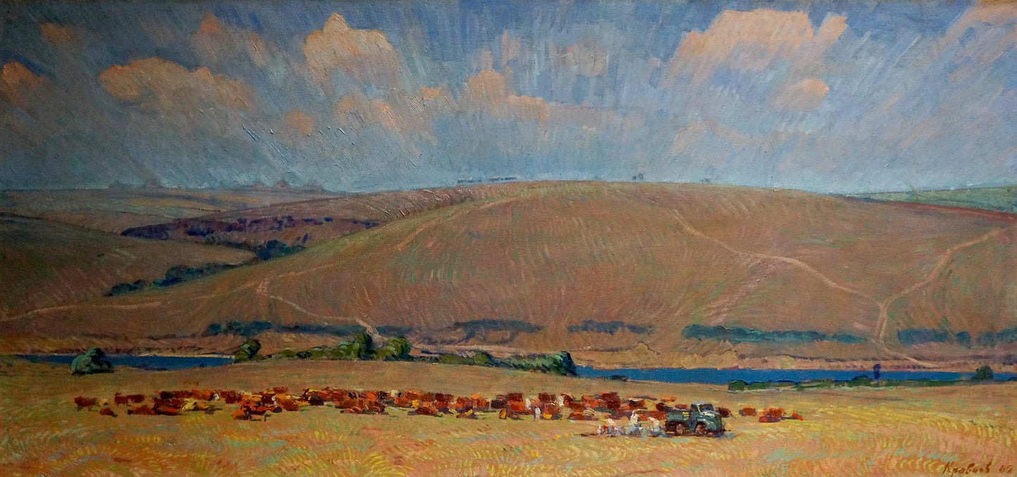 Oil painting Field work Kravtsov Nikolay Fedorovich