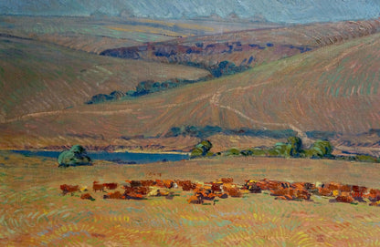 Oil painting Field work Kravtsov Nikolay Fedorovich