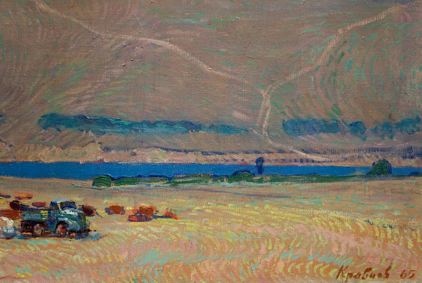 Oil painting Field work Kravtsov Nikolay Fedorovich