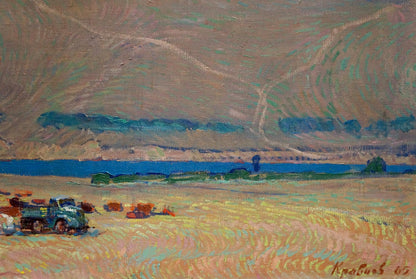 Oil painting Field work Kravtsov Nikolay Fedorovich