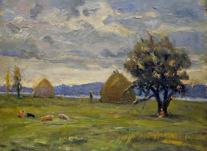 Oil painting Haystacks Popov Igor Alexandrovich