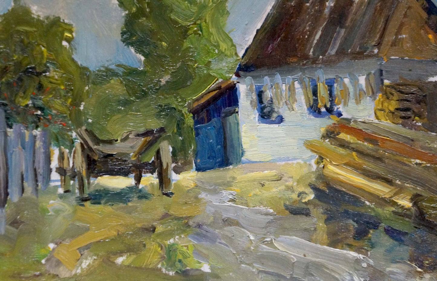 Oil painting Yard before a thunderstorm Unknown artist