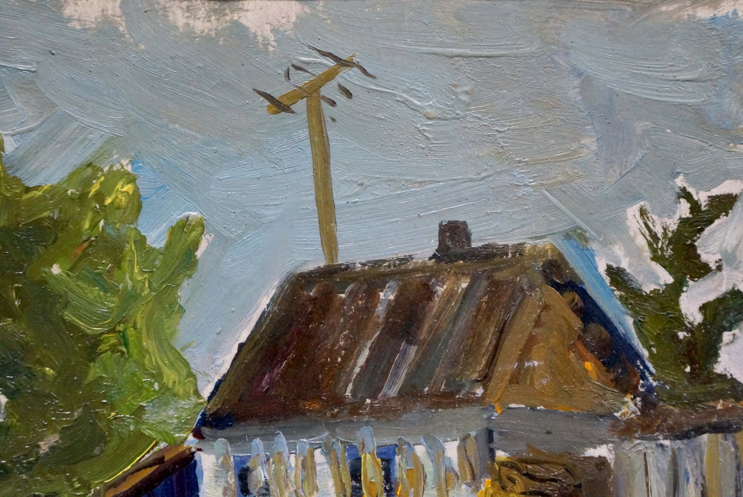 Oil painting Yard before a thunderstorm Unknown artist