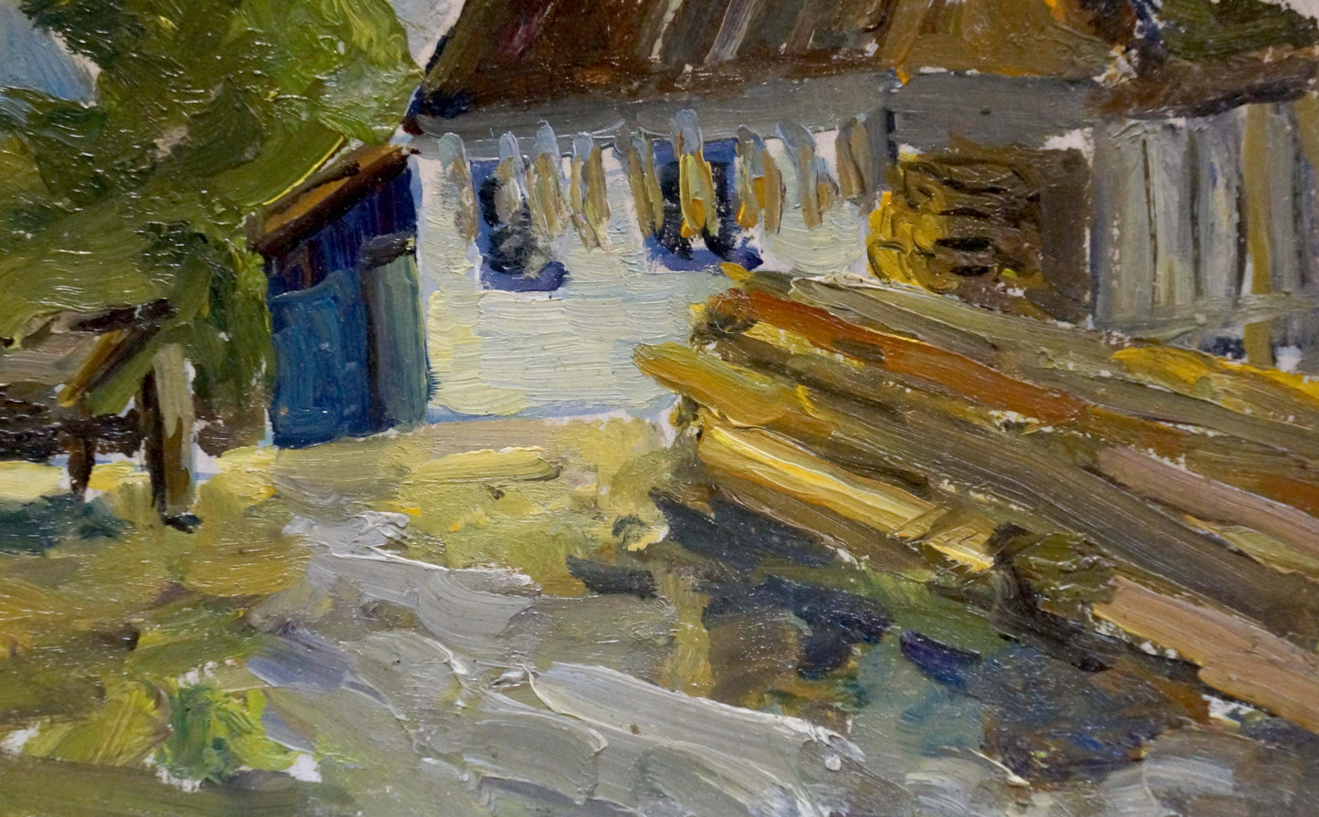 Oil painting Yard before a thunderstorm Unknown artist