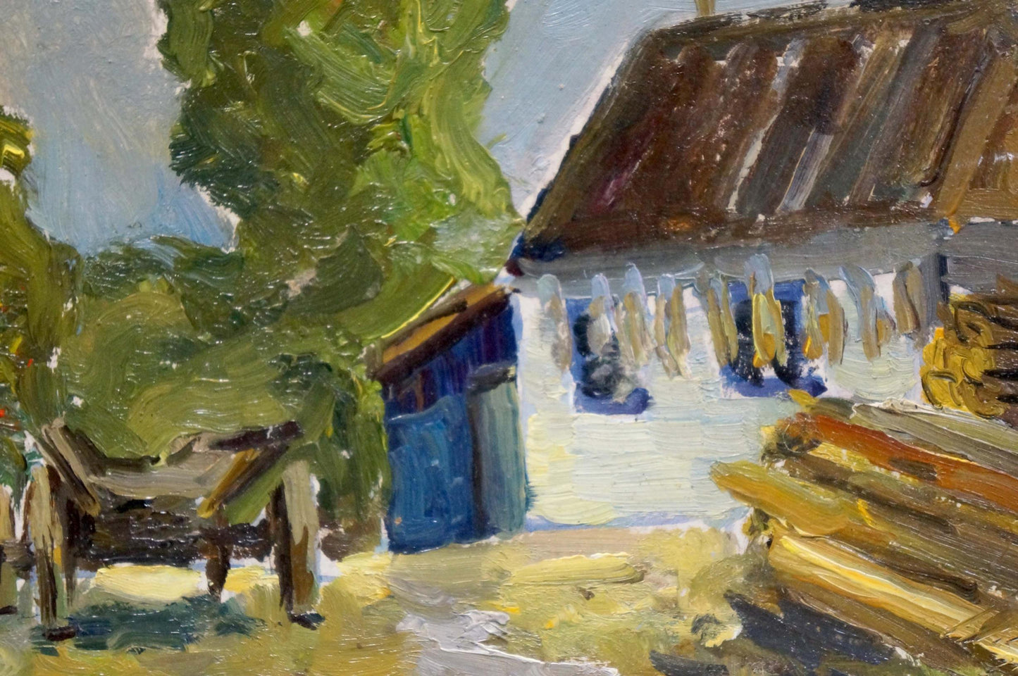 Oil painting Yard before a thunderstorm Unknown artist