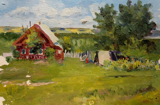 Oil painting Village landscape Dmitry Lednev