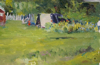 Oil painting Village landscape Dmitry Lednev