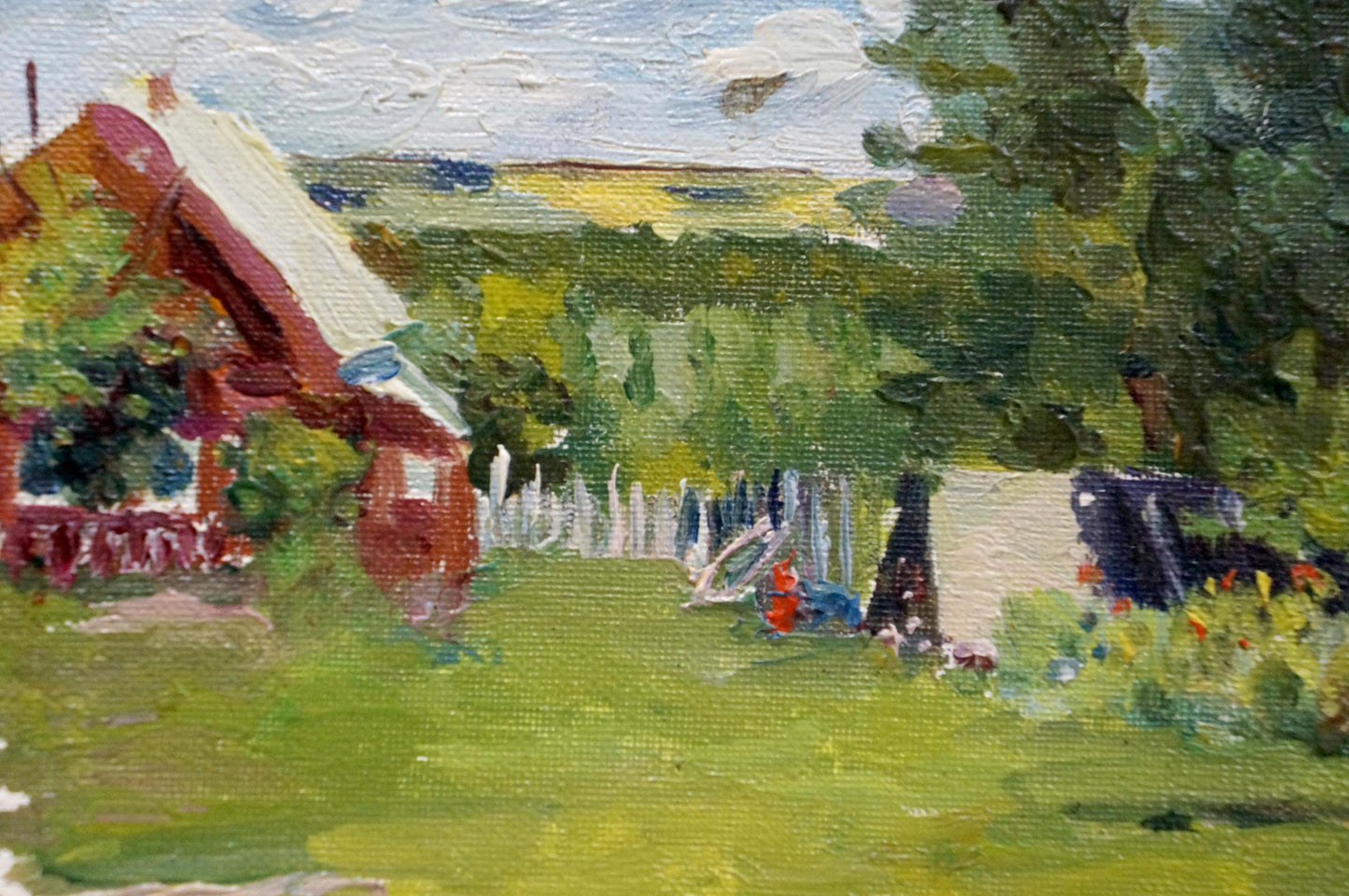 Oil painting Village landscape Dmitry Lednev