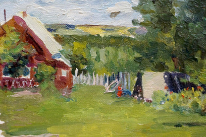 Oil painting Village landscape Dmitry Lednev