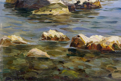 Oil painting Yacht in the distance at sea Stepan Yarovoy