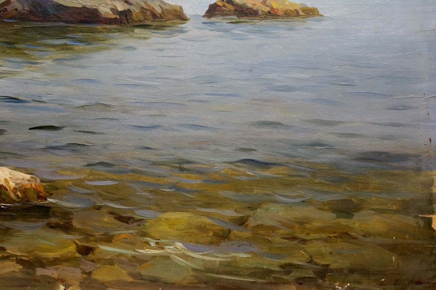 Oil painting Yacht in the distance at sea Stepan Yarovoy