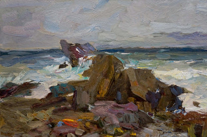 Oil painting On the shore of a calm sea Fedor Zakharov