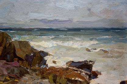 Oil painting On the shore of a calm sea Fedor Zakharov